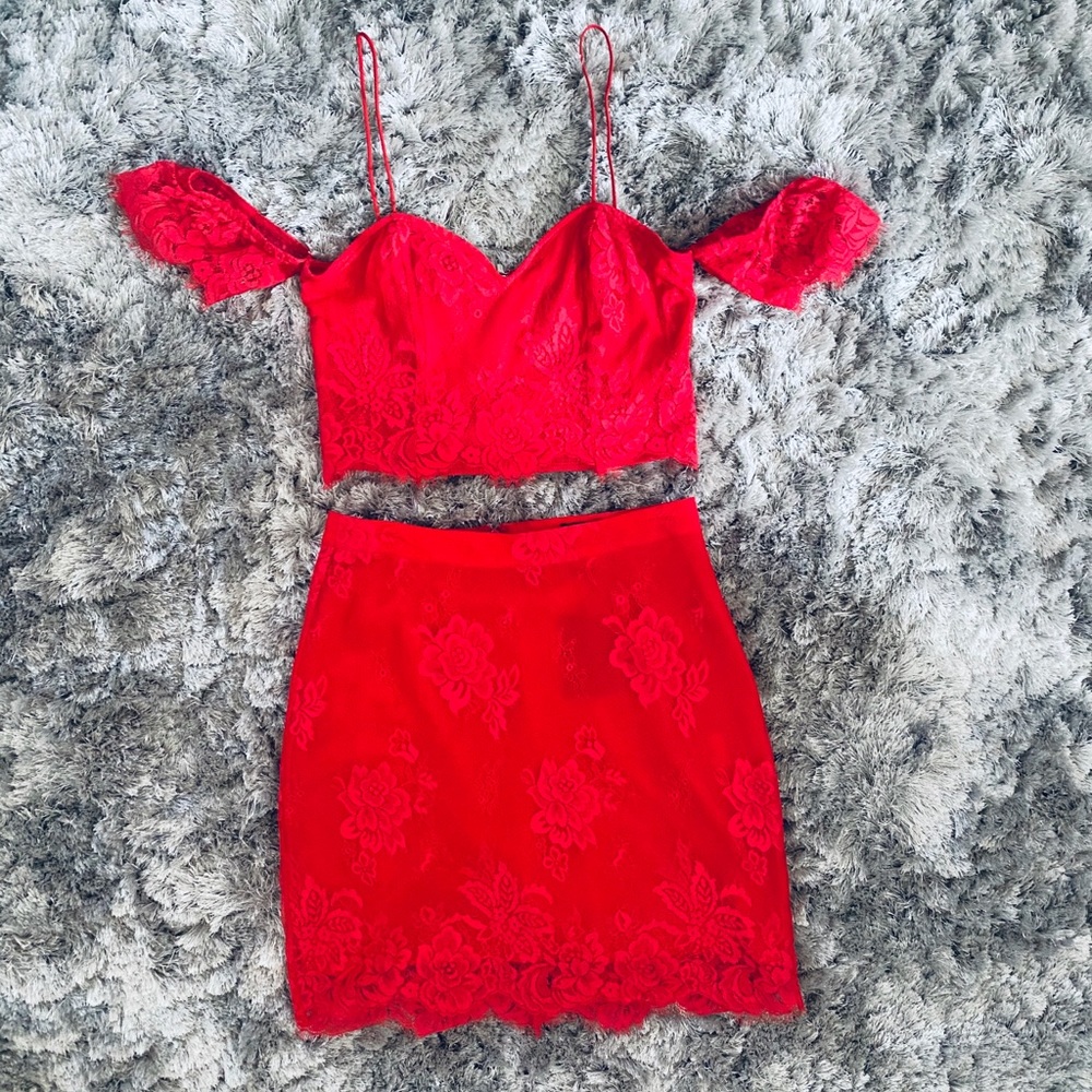 Off The Shoulder Crop Top and Skirt Set